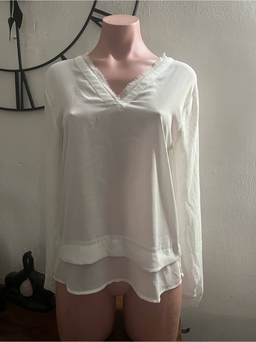 #316 Lightweight White V-Neck Blouse